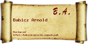 Babicz Arnold névjegykártya